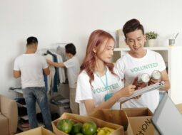 Community volunteers support neighborhood nonprofits by donating local food